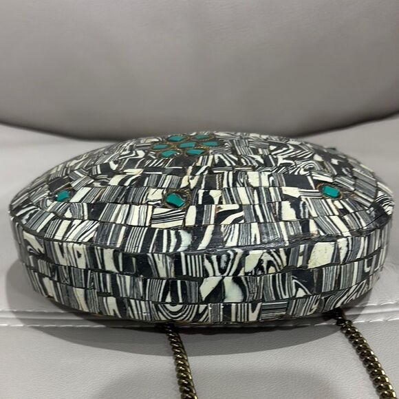 Mosaic Patterned Clutch with Gold Chain - Picture 3 of 5